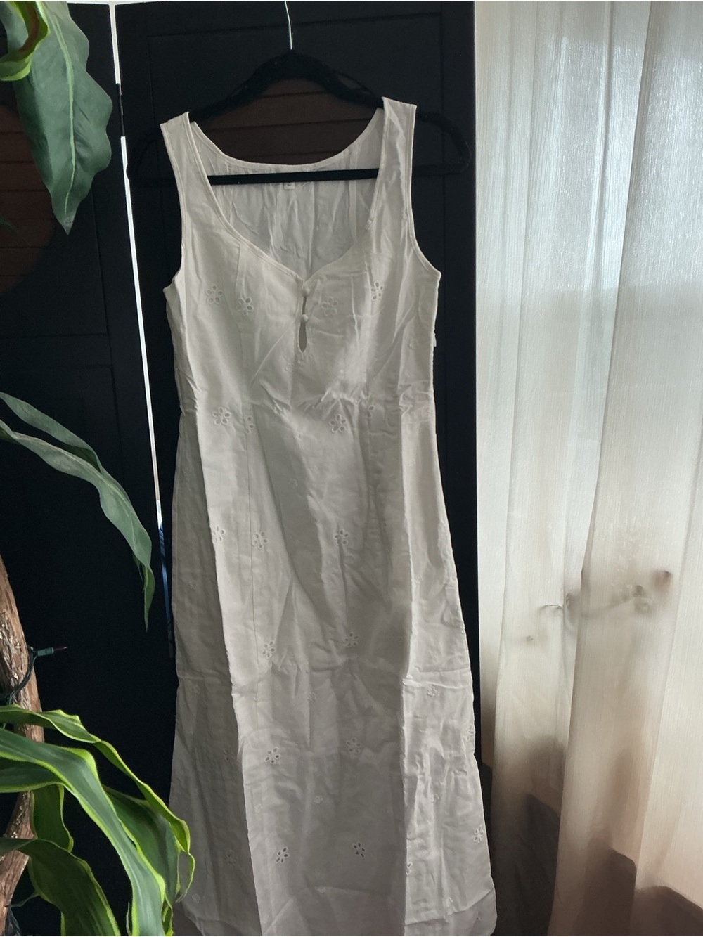 White Eyelet Maxi Dress - Sleeveless Summer Style